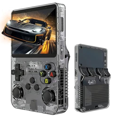 R36s Handheld Spielkonsole, Retro Handheld Spielkonsole mit 3,5 Zoll Display, 64 GB TF Karte und 15,000+ Klassischen Spielen, Tragbare R36s Handheld Spielekonsole (Schwarz)