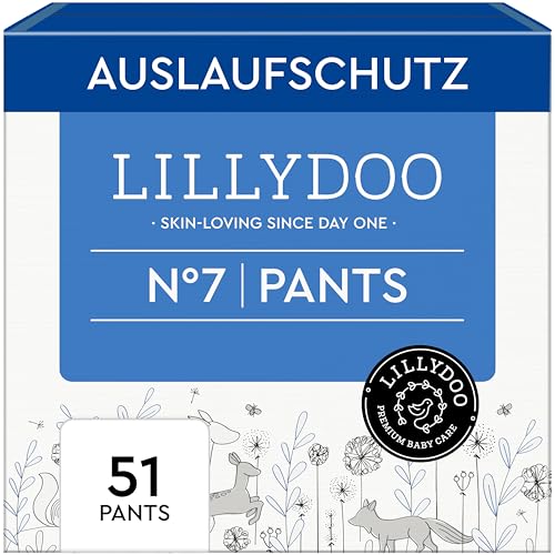 LILLYDOO Baby Windeln Pants - Größe 7 (15+ kg), Halbmonatsbox (51 Höschenwindeln), Sicherer Auslaufschutz - Hautfreundlich, Weich & Ohne Lotionen für empfindliche Haut, Dermatologisch getestet