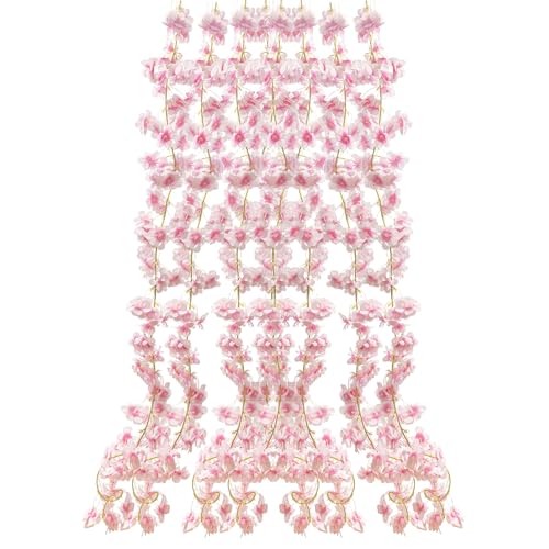Kirschblüten Girlande,2 pcs 180cm Künstliche Kirschblütengirlande Rosa Sakura Kunstblumenranken für Frühling Heimdekoration, Hochzeiten, Hängedekoration drinnen und draußen,Partyräume DIY-Projekte
