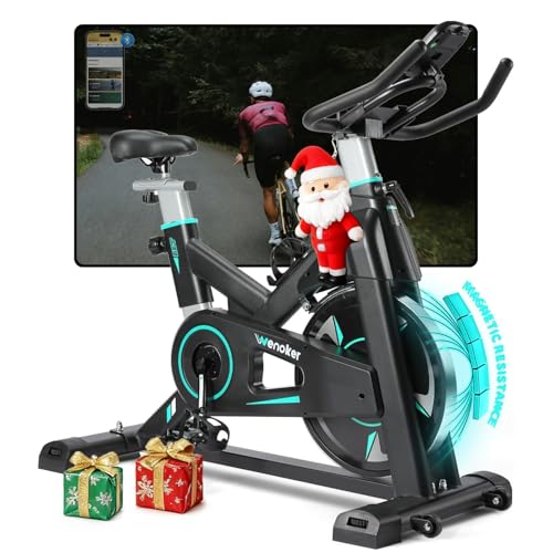 [2025 Aktualisierte]WENOKER Heimtrainer,Magnetwiderstand Stationäres Fahrrad für Zuhause,Indoor Bike mit Flüsterleise,Schweres Schwungrad und Verbesserter LCD-Monitor