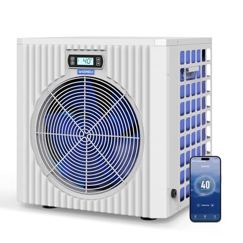 WARMBLU Wärmepumpe Pool 5 kW mit 1,5 kW Elektroheizung | H5 Luft-Wasser-Wärmepumpe für Pools bis 20 m³ | Hohe Effizienz COP 5,51, Heizen & Kühlen, WLAN App-Steuerung, Titan-Wärmetauscher, Poolheizung