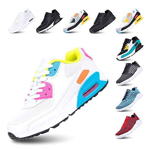 Hitmars Laufschuhe Damen Turnschuhe Licht Dämpfung Air Sportschuhe rutschfest Atmungsaktiv Fitness Sneakers E-WeißRose 39