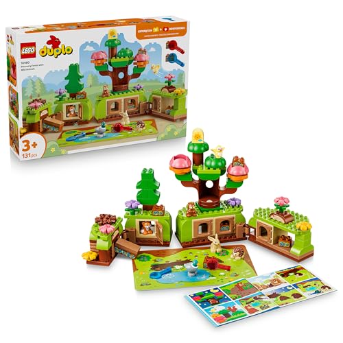LEGO DUPLO Wald mit Wilden Tieren - Lernspielzeug für Kleinkinder - Montessori Set mit Tierfiguren, Bäumen und Spielmatte - Geschenk für Mädchen und Jungen ab 3 Jahren - 10480
