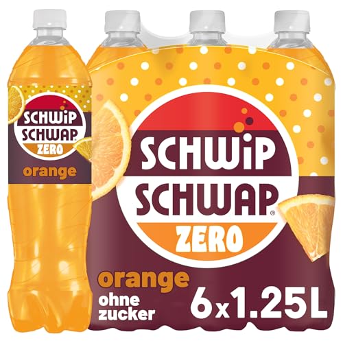 Schwip Schwap Zero Orange Geschmack, Erfrischungsgetränk mit Orangengeschmack in Flaschen, EINWEG (6 x 1.25 l)