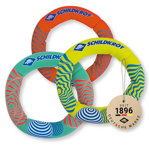 Schildkröt Neopren Tauchringe 3 Stück I Ø 14cm I Wasser-/ Tauchspielzeug für Kinder I Sandfüllung I Stehen senkrecht am Grund