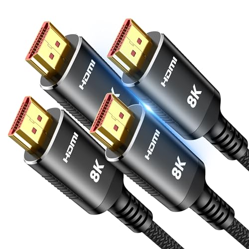 SNOWKIDS HDMI 2.1 Kabel 3Meter 2 Stück, 10K 8K HDMI Kabel 48Gbps Highspeed 8K@60Hz Ultra HD HDMI Kabel 4K@120Hz HDR 10, HDCP 2.2&2.3, RTX 3080 eARC Kompatibel mit PS-5 TV X-Box Projektor