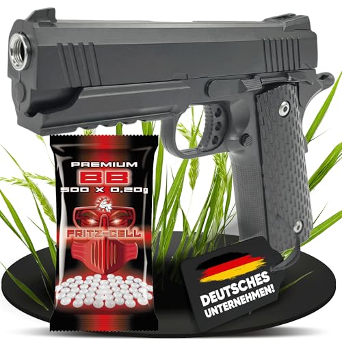 Fritz-Cell Set Airsoft Revolver FC36S Federdruck Softair Waffe 0,5 Joule 6 mm inkl. 500 Premium BB's 0,20g Munition (FC25 Schwarz)