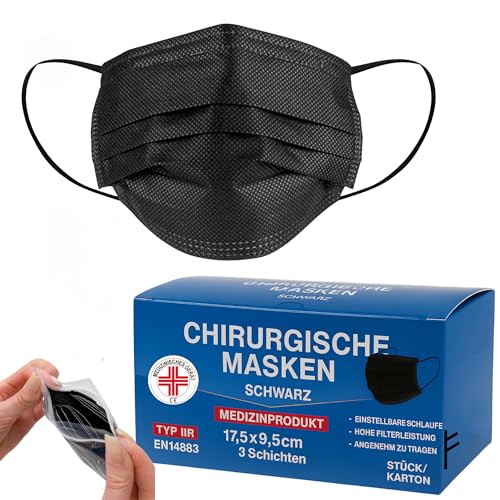 Stone&Stone 100 stuck Medizinisch Type IIR Norm EN14683 zertifizierte Mundschutzmasken OP Masken 3-lagig Mundschutz Gesichtsmaske Einwegmaske BFE ≥ 98% surgical mask