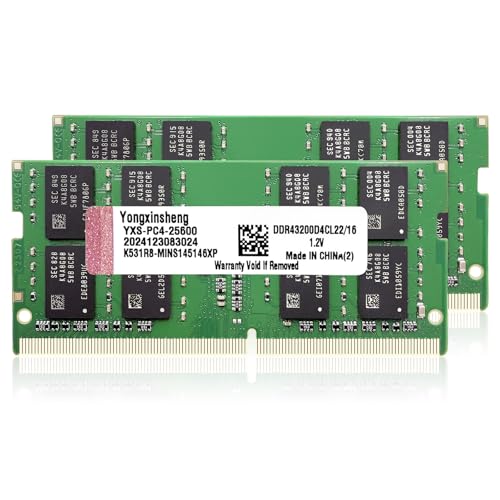 Yongxinsheng DDR4 3200MHz 32GB Kit (16GBx2) Laptop RAM PC4-25600 SODIMM Non-ECC Unbuffered 1.2V 2Rx8 Dual Rank 260-Pin CL22 PC Computer Memory Upgrade Module Arbeitsspeicher