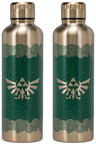Paladone Tears of the Kingdom Offiziell lizenzierte Zelda-Metall-Wasserflasche, Gamer-Fan-Dekor und Geschenk, Gaming-Schreibtisch-Accessoire für alle Altersgruppen, Sammler-Trinkgeschirr