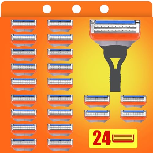 Fusion 5 klingen, 24 Stück Fusion 5 klingen, Kompatibel mit Nassrasierer, Ersatzklingen für Fusion-5 Rasierer, 5 fach Klingen für präzise Rasur, Blades für manuelle Rasierklinge, Herrenrasierer