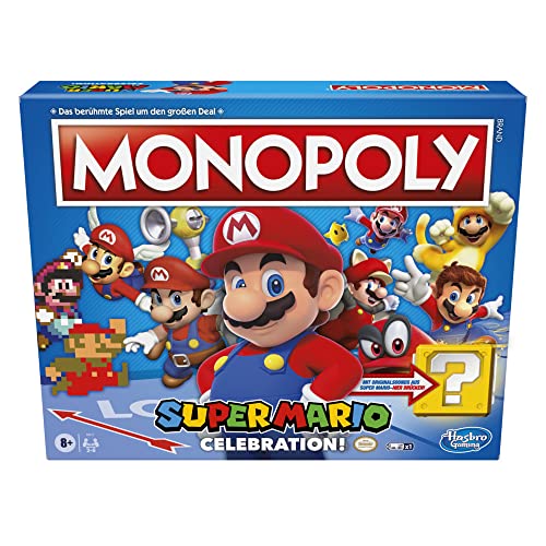 Monopoly E9517100 Super Mario Celebration Brettspiel für Super Mario Fans ab 8 Jahren, mit Soundeffekten aus dem Videospiel, Multi, Standard