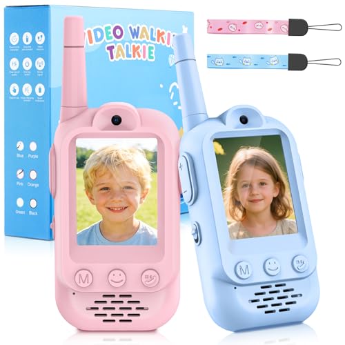Video Walkie Talkie Kinder, Spielzeug ab 3 4 5 6 7 8 Jahren, 2er Set Walky Talky mit 1000mAh Akku Weihnachten Geschenk Spielzeug 3-12 Jahre Junge und Mädchen Funkgeräte Set für Abenteuer im Freien