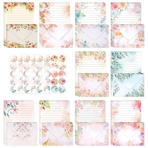 160 Stück Floral Briefpapier mit Umschlag für Briefe,Einladungen