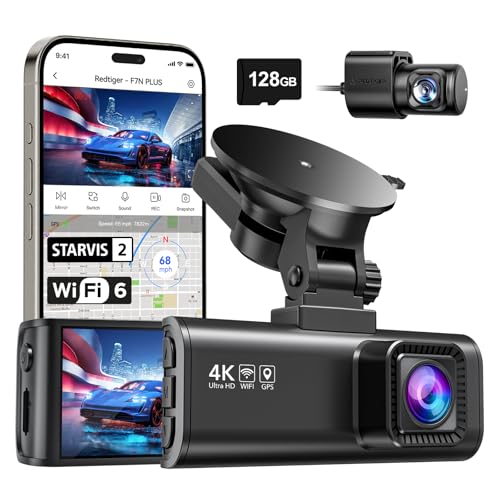REDTIGER Dashcam Auto Vorne Hinten 4K/2,5K mit STARVIS 2, Dash Cam Auto Kamera 3,18