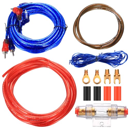 JiuXinYuKeJi Kfz Verstärker Kabelsatz Anschluss Set, Verstärker Endstufe Kabel Set, 4,5 m 10GA Auto Subwoofer Kabel Set für Car Audio Wire Stromkabel Endstufen Verbinder Set