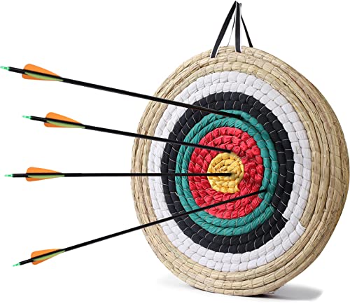 Zielscheibe Bogenschießen, Große und Dicke Traditionelle Handgefertigte Strohzielscheibe, Outdoor-Bogenschießen-Zubehör für Compound Bogen, Armbrust, Kinder, Anfänger und Profis
