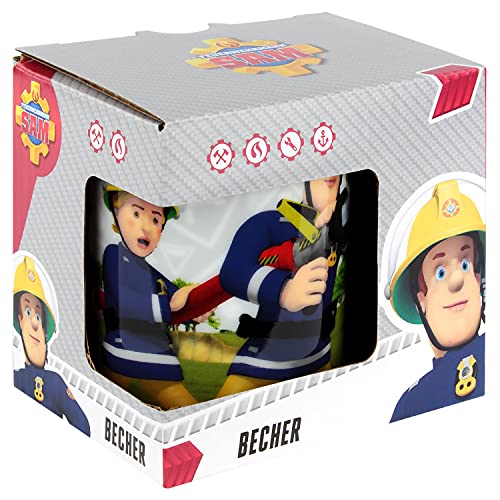P:os 27126 - Feuerwehrmann Sam Tasse für Kinder, Trinkbecher mit ca. 200 ml Fassungsvermögen, mikrowellen- und spülmaschinengeeignet, ideal für heiße und kalte Getränke
