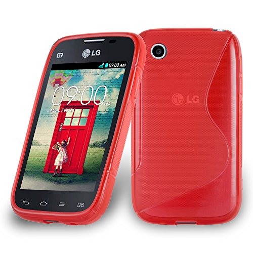 Cadorabo Hülle kompatibel mit LG L40 Schutzhülle TPU Silikon Case S-Line Design Slim Kratzfest Weiche Gummi mit Rundumschutz Case Hülle für LG L40 in Rot