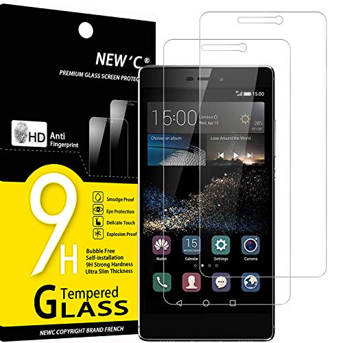 NEW'C 2 Stück für Huawei P8 für Panzerglas, Frei von Kratzern, 9H Härte, HD Displayschutzfolie, 0.33mm Ultra-klar, Ultrabeständig