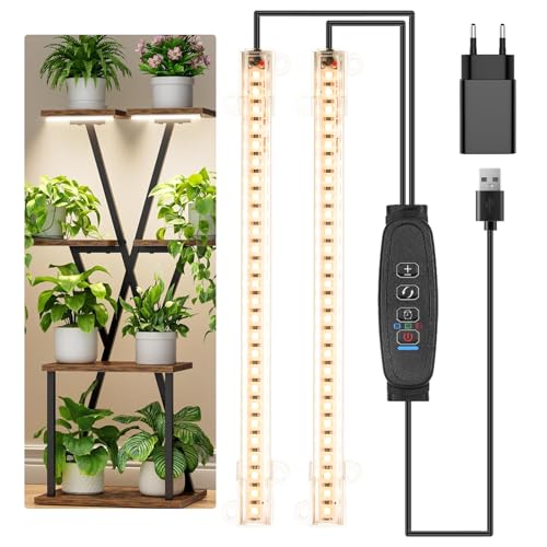 22CM LED-Wachstumslicht für Zimmerpflanzen, Vollspektrum 3500 K, 52 LEDs Pflanzenlicht mit 3/9/12-Stunden-Timer, 10 dimmbare Stufen für Sukkulenten-Setzlinge und Pflanzenregal