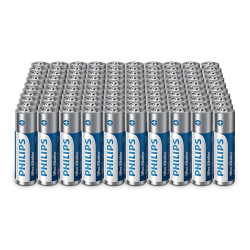 Philips Ultra AA Alkali Batterien - Großpackung für Haushaltsgeräte und Büro, 100 Stück