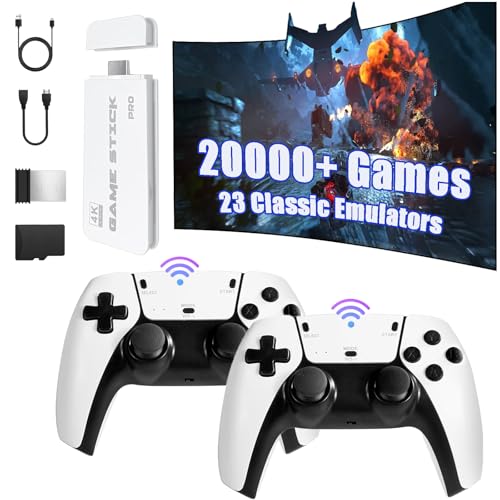 ANDYLV M15 Retro Gaming Konsole, Retro Spielekonsole, 4K HD Retro-Gaming-Konsole, integrierte 20.000+ klassische Spiele, unterstützt 20+ Simulatoren, mit zwei drahtlosen Controllern (128G)