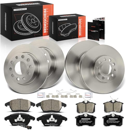 Frankberg Bremsensatz inkl. 4x Bremsscheiben + 8x Bremsbeläge Vorne Hinten Kompatibel mit Golf VI 5K1 Golf V 1K1 Yeti 5L Beetle Cabriolet 5C7 5C8 Replace# 09914575