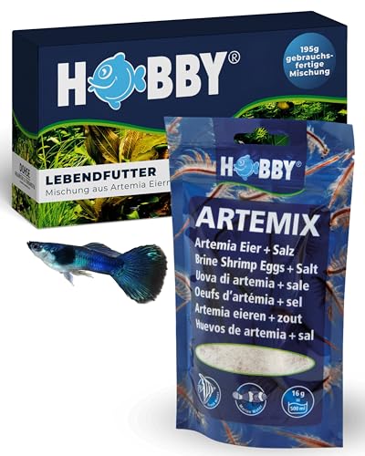 HOBBY Aquaristik Artemix I 195 g I Artemia Eier + Salz I Lebendfutter für Aquarienfische I Fertigmischung zur Zucht von Artemia-Nauplien I Frische Artemia für gesunde Ernährung I sofort einsatzbereit