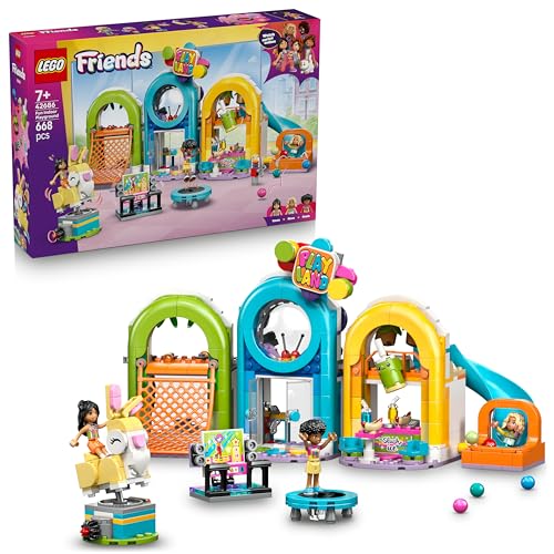 LEGO Friends Cooler Indoor-Spielplatz - Spielzeug mit Rutsche, Bällebad, Karussell, Snackbar, 3 Mini Puppen & Zubehör - Geburtstagsgeschenk für Mädchen ab 7 Jahren - 42686