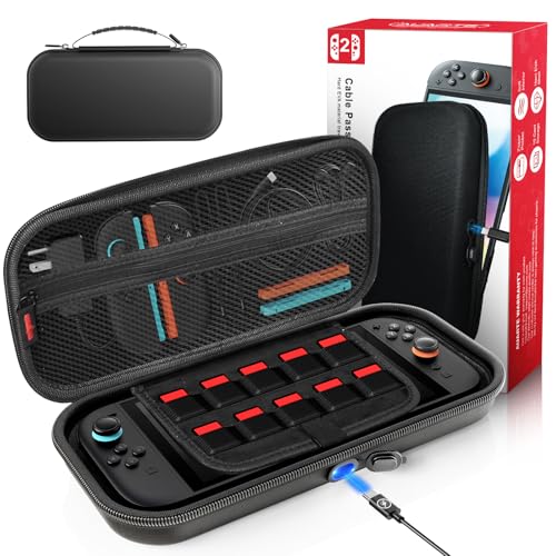 [Ladung Innen] Tragetasche für Nintendo Switch 2 (2025)/ Alle Switch 1 Konsole, Harte Tragbare Eva Tasche für Nintendo Switch Zubehör Skins und 10 Spielkarten