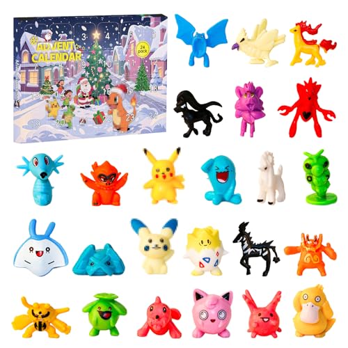 GOACRS Adventskalender Kinder Figuren Set, Kleine Weihnachtskalender mit 24 zufälligen Mini Cartoon-Anime Spielzeugfiguren, Weihnachts-Countdown Überraschungsgeschenk für Jungen und Mädchen