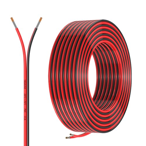 16AWG 2Leiter 9.2Meter 2x1.31mm² Elektrischer Draht,Rotes Schwarzes Kabel,Flexibles Niedrigspannungs-PVC-Kupferbekleidetes Aluminium-Verlängerungskabel für Auto-Lautsprecherdraht,LED-Draht,12V/24V DC
