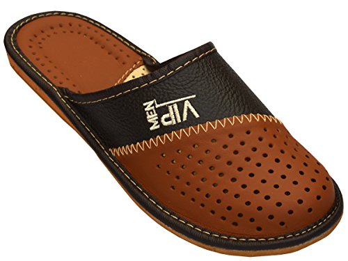 Herren-Hausschuhe, echtes Leder, _vip .., Braun, 43 EU