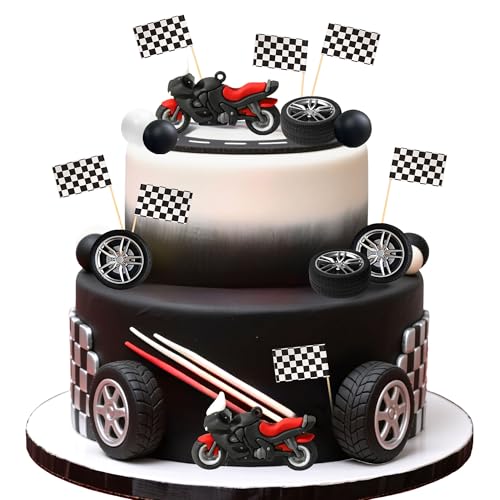 LaVenty Motorrad Tortendeko Dirt Bike Party Kuchen Dekorationen Motorrad Mann Geburtstag für Dirt Bike Babyshower Dekor