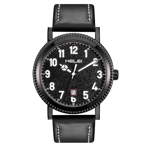 JIZZU Herrenarmbanduhr, Zifferblatt 42mm, Mens Watch, Mit Datumsanzeige, Armbanduhren Für Herren, Business Casual Einfacher Stil (Schwarz)