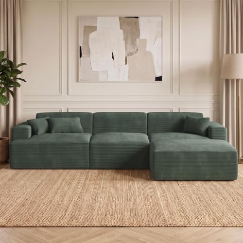 skølm Freki Cloud Couch, Sofa 3 Sitzer mit Hocker & 3 Kissen, Dunkelgrün