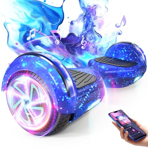 SISIGAD Hoverboard 16,5 cm (6,5 Zoll), selbstbalancierend, leicht zu kontrollieren, rutschfest, LED-Lichter, Bluetooth-Lautsprecher