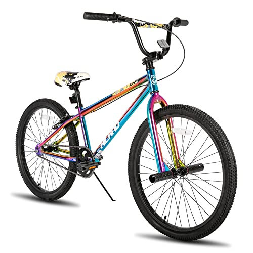 HILAND 24 Zoll BMX Fahrrad für Jungen und Mädchen, Freestyle BMX Fahrrad für Herren Damen Farbenfroh