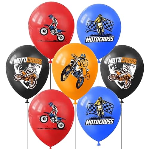Ovanda 20 Stück Motocross Luftballons, Rennauto Geburtstag Deko Luftballon, Motorrad Deko Geburtstag Luftballons, Auto Geburtstags Deko Ballon,12 Zoll Luftballon Auto, Luftballon Geburtstags Junge