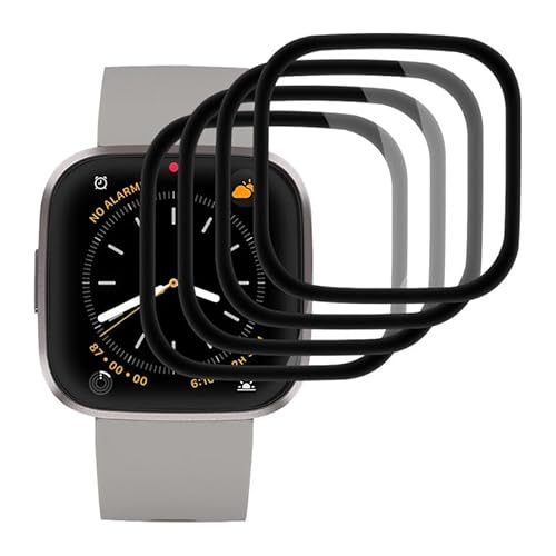 FOXZKISS 0.33mm Ultra-klar Schutzfolie für Fitbit Versa 2 Displayschutz,4 Stück Panzerfolie für Panzerglas Fitbit Versa 2 Schutzglas, Full Screen 9H Folie Stoßfest Kratzfest Anti-Fingerabdruck