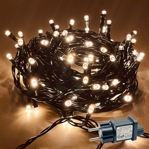YJY LIGHT Lichterkette Außen 25 m mit 200 LED Warmweiß, IP44 Wasserdicht, 8 Modi & Timer, mit Memory-Funktion, Netzstecker, Weihnachtsbeleuchtung für Garten, Balkon & Terrasse