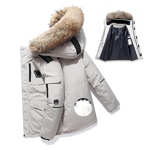 WEITING Herren Daunenjacke Big Goose Herbst Und Winter Verdickter Mantel Canada Style Warmer Schneemantel Herrenjacke (Color : Blanc, Size : XL)