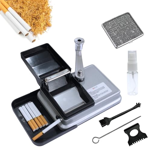 BeGrit Zigarettenstopfmaschine Stopfmaschine für Zigaretten 8mm Knopf Zigarettenstopfer Manuell drehmaschine zigaretten mit Zubehör Aufbewahrungsbox für einfache und konsistente Zigarettenherstellung