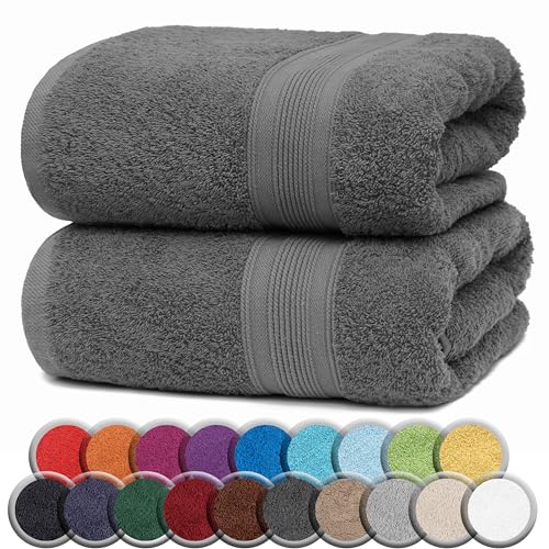 NatureMark 2er Pack SAUNATÜCHER Premium Qualität 80x200cm SAUNATUCH Sauna-Handtuch 100% Baumwolle Farbe: Anthrazit Grau