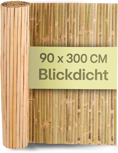 Praknu Bambus Balkon Sichtschutz - FSC® Zertifizierter, Natürlicher Bamus - Vielseitig Einsetzbar Im Innen- Und Außenbereich - Perfekt Für Balkone Und Gärten - 90 x 300cm