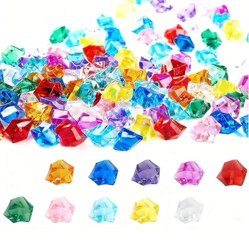 VIEVRE Edelsteine für Kinder,100 Stück Diamanten Kinder,Diamanten Deko,Glassteine Deko,Deko Diamanten,Diamant,Edelsteine,Bunt Acryl Kristallsteine für Hochzeiten,Tischdekorationen, Kunsthandwerke Deko