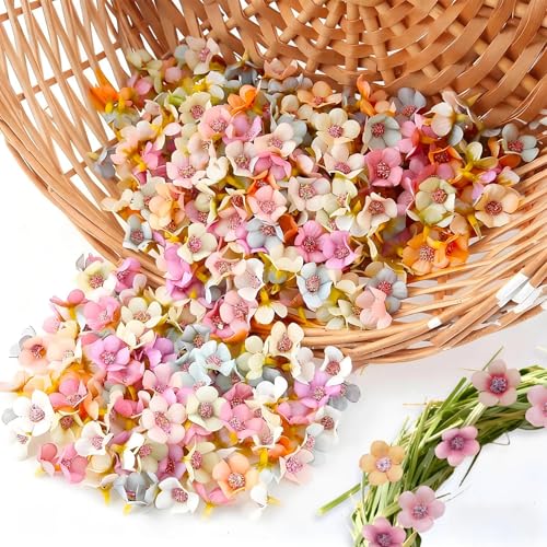 HAOXIZI Kunstblumen zum Basteln, Mini Künstliche Blumen, Bunte Kunstblumen, Klein Blüten Stoffblumen, Gänseblümchen Blütenköpfe, für DIY Basteln, Hochzeit, Party, Tortendeko Handwerk, 2.5 cm (100)