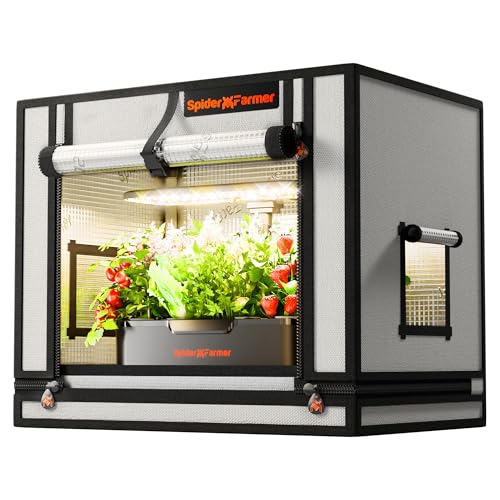 Spider Farmer Kleines Growzelt 60x40x50 cm für Aerogarden, mit Roll-up-Tür, abnehmbarem Bodenblech, 2000D Mylar-Gewebe, für SmartG12 Hydroponisches Anzuchtsystem Hydroponik-Innenanbau
