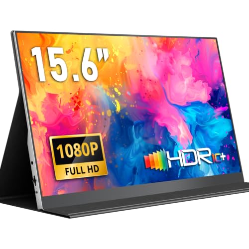 Yodoit Portable Monitor 15,6 Zoll FHD 1920x1080P Tragbares IPS Bildschirm Externer Laptop Screen Erweiterung | USB-C & HDMI | mit Schutzhülle & Lautsprecher | Mobiles Display für PC, Xbox, PS5, Switch